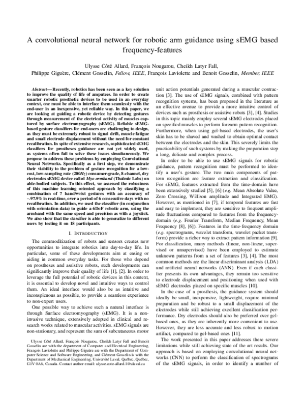 (PDF) A convolutional neural network for robotic arm guidance using ...
