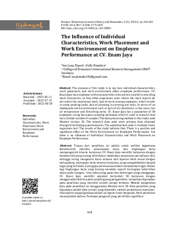 (PDF) The Influence of Individual Characteristics, Work Placement and ...