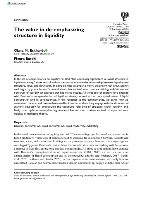 (PDF) The value in de-emphasizing structure in liquidity