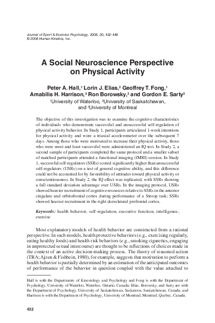 (PDF) A Social Neuroscience Perspective on Physical Activity
