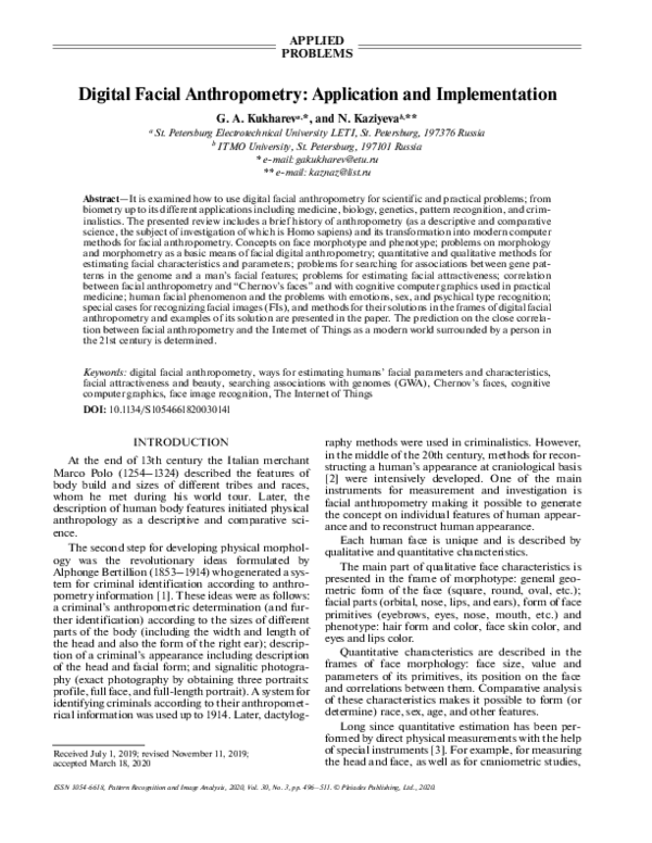 Pdf Digital Facial Anthropometry Application And Implementation