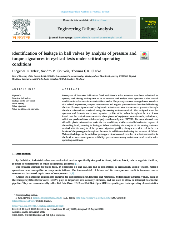 (PDF) Identification of leakage in ball valves by analysis of pressure ...