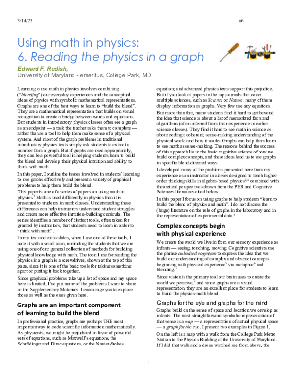 (PDF) Using math in physics: 6. Reading the physics in a graph (with ...