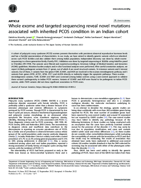 (PDF) Whole exome and targeted sequencing reveal novel mutations ...