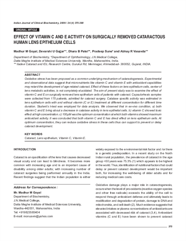 (PDF) Effect of vitamin C and E activity on surgically removed ...