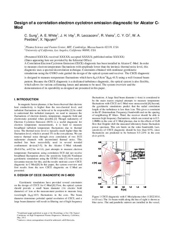 (PDF) Design of a correlation electron cyclotron emission diagnostic ...