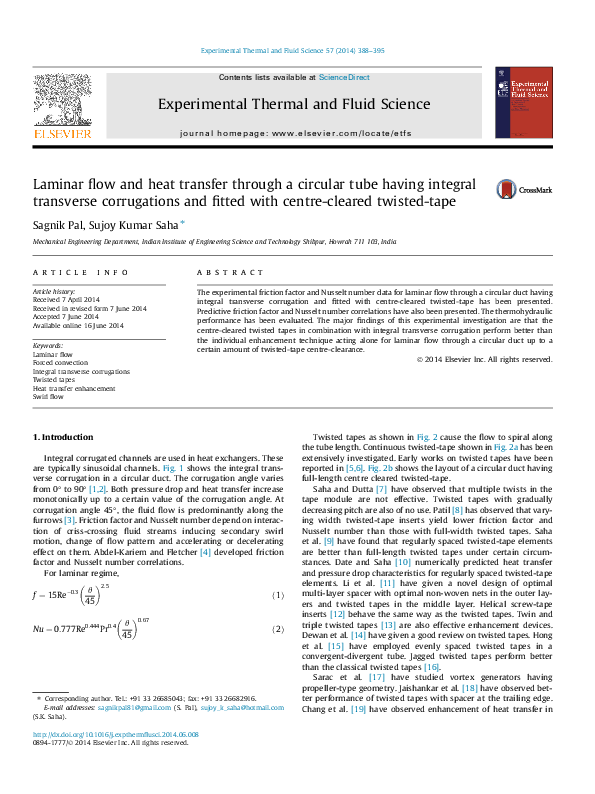 (PDF) Laminar flow and heat transfer through a circular tube having ...