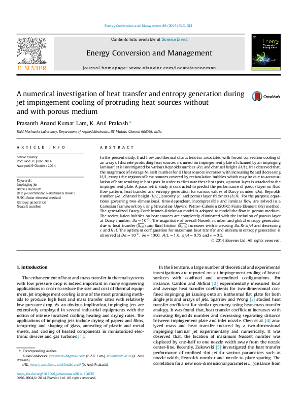 (PDF) A numerical investigation of heat transfer and entropy generation ...