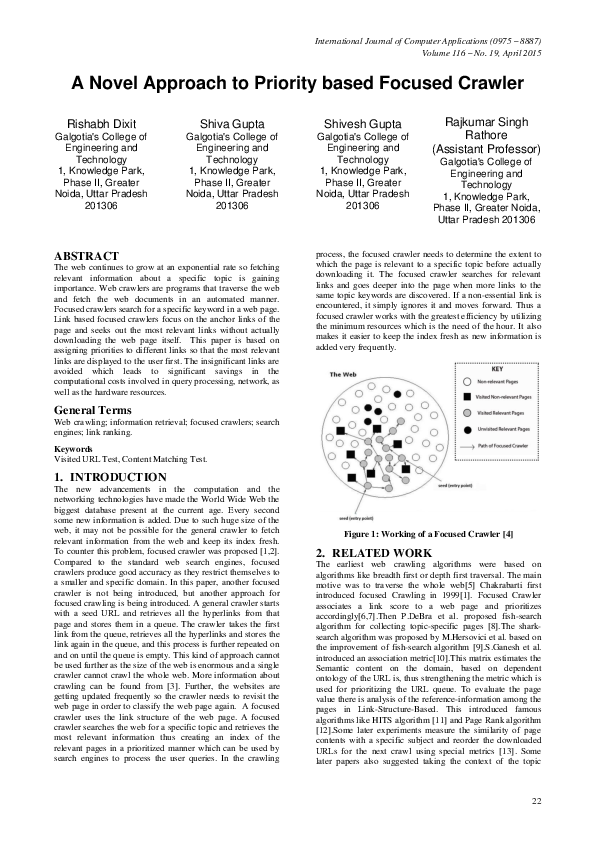 (PDF) A Novel Approach to Priority based Focused Crawler