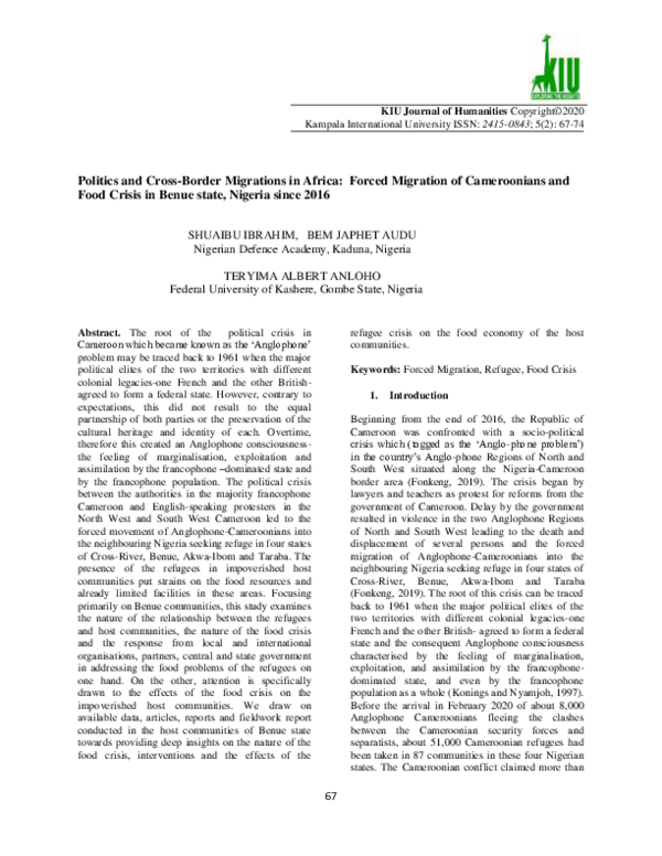 (PDF) Politics and Cross-Border Migrations in Africa: Forced Migration ...