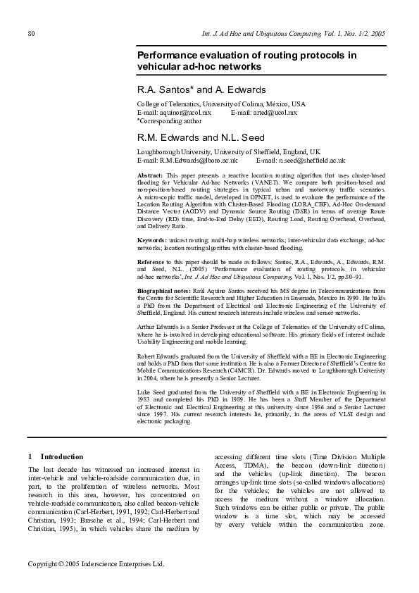 (PDF) Performance evaluation of routing protocols in vehicular ad-hoc ...