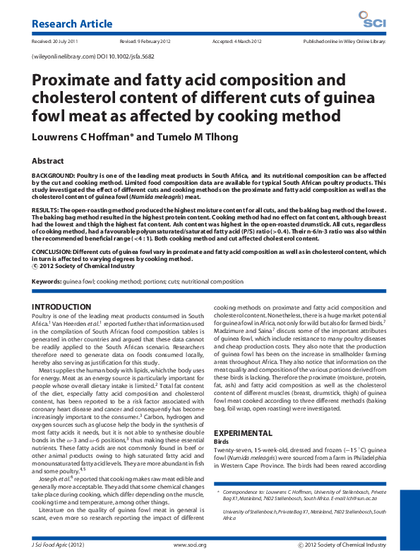 (PDF) Proximate and fatty acid composition and cholesterol content of ...