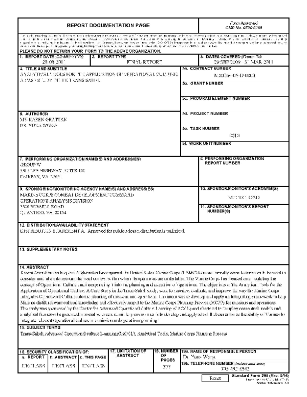 (PDF) Analytical Tools for the Application of Operational Culture: A ...