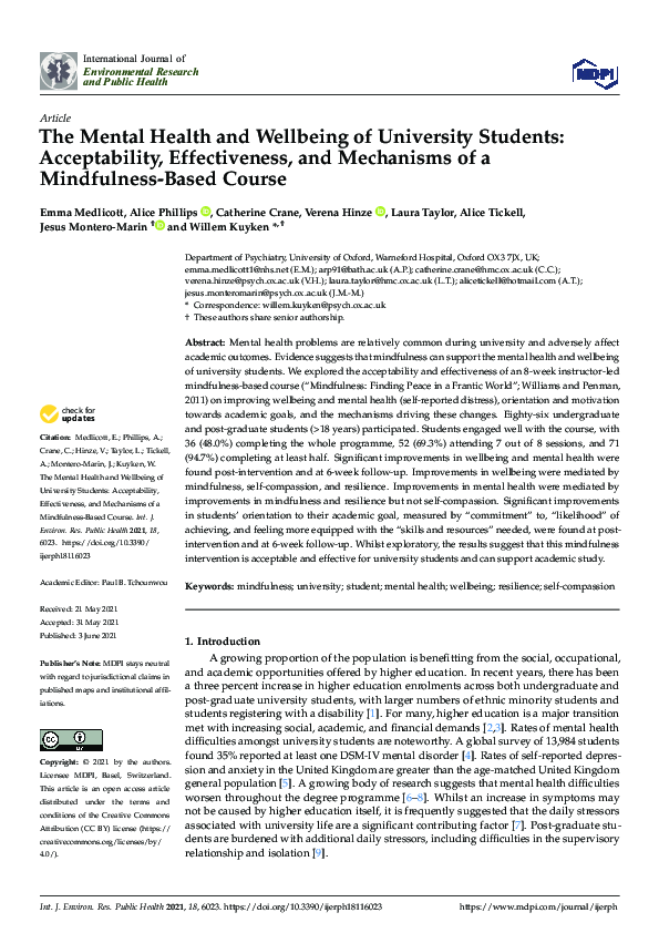 (PDF) The Mental Health and Wellbeing of University Students ...