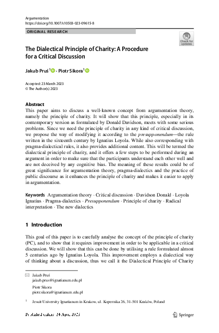 (PDF) The Dialectical Principle of Charity: A Procedure for a Critical ...