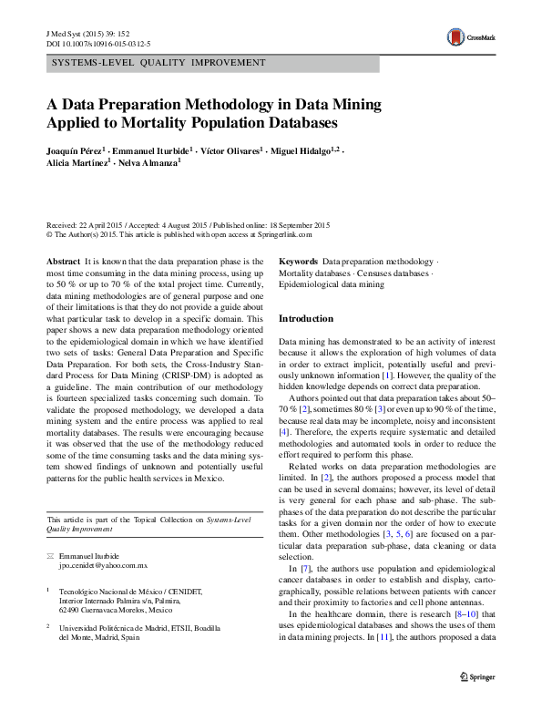 (PDF) A Data Preparation Methodology in Data Mining Applied to ...