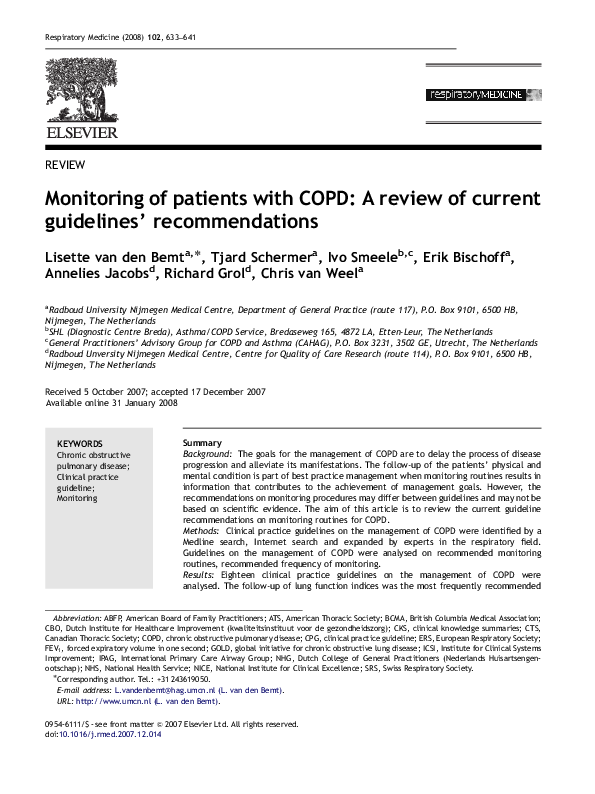 (PDF) Monitoring of patients with COPD: A review of current guidelines ...