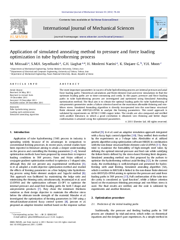 (PDF) Application of simulated annealing method to pressure and force ...