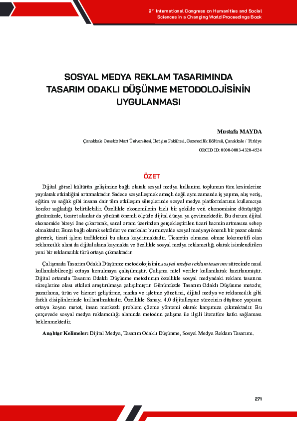 (PDF) SOSYAL MEDYA REKLAM TASARIMINDA TASARIM ODAKLI DÜŞÜNME ...