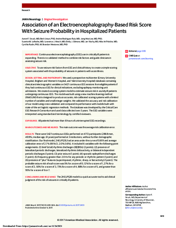 (PDF) Association of an Electroencephalography-Based Risk Score With ...