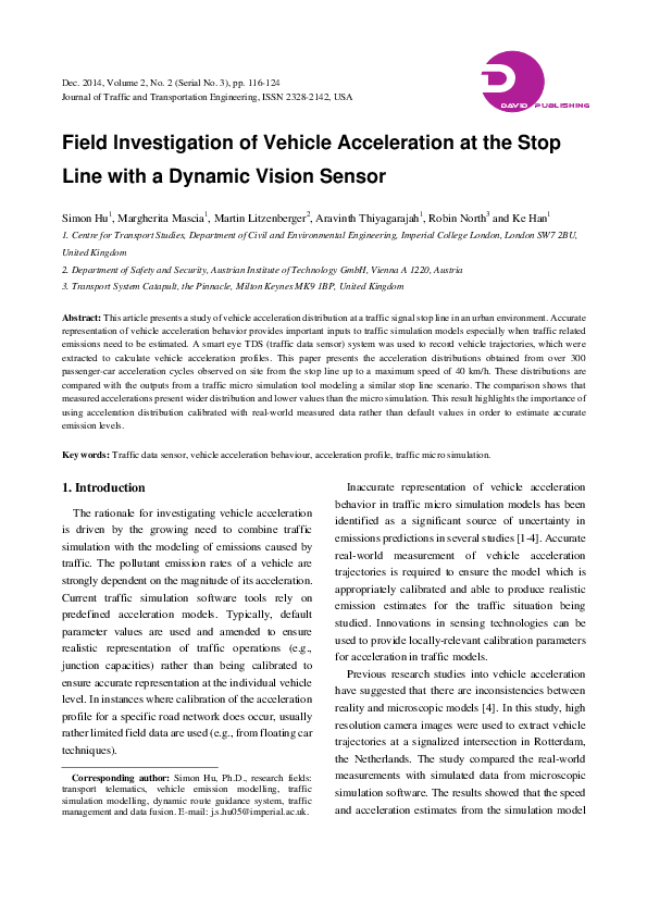 (PDF) Field investigation of vehicle acceleration at the stop line with ...