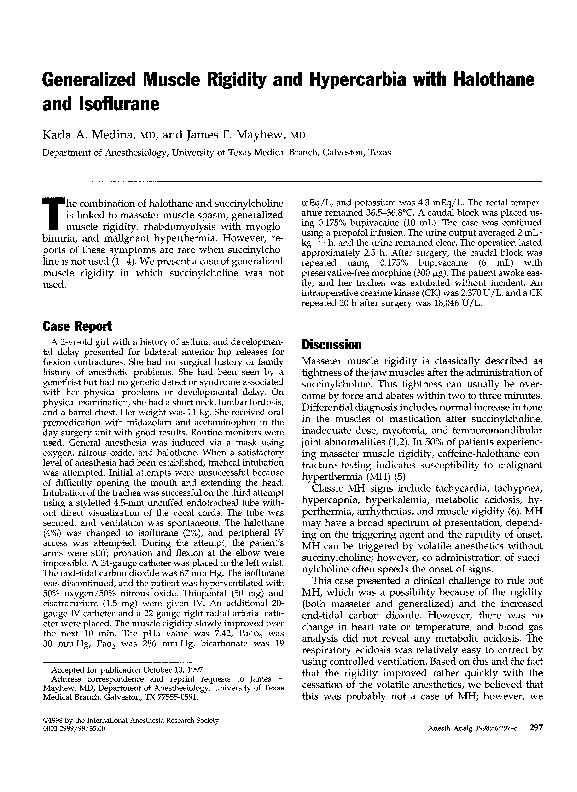 (PDF) Generalized Muscle Rigidity and Hypercarbia with Halothane and ...
