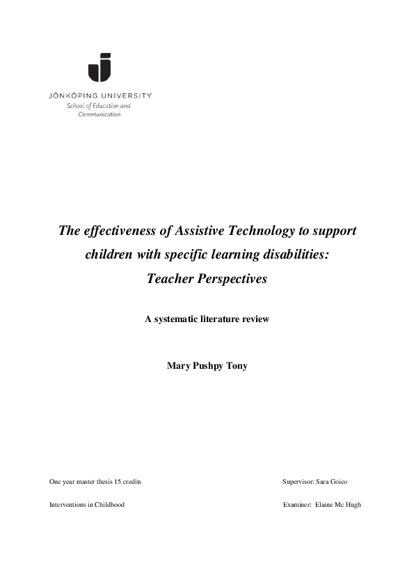 (PDF) The effectiveness of Assistive Technology to support children ...