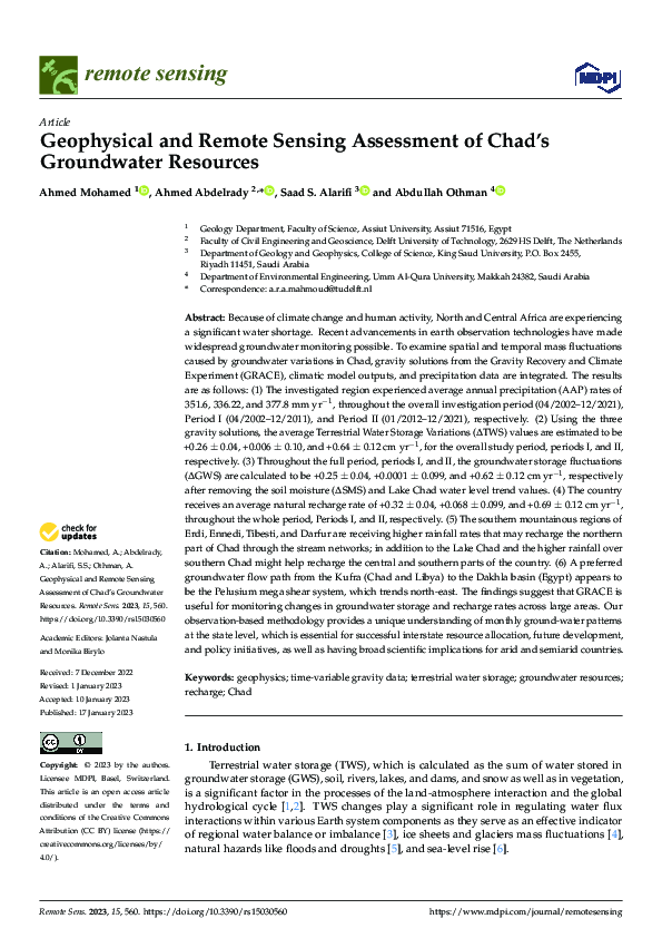 (PDF) Geophysical and Remote Sensing Assessment of Chad’s Groundwater ...