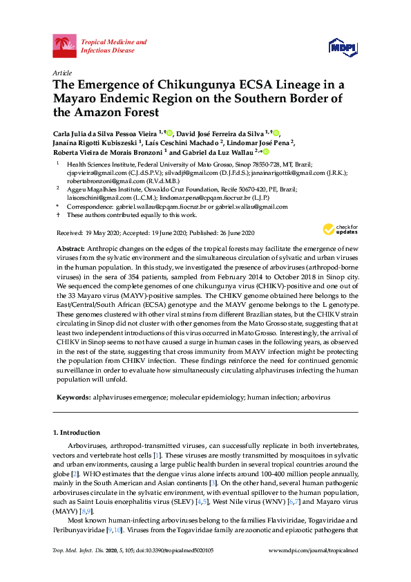 (PDF) The Emergence of Chikungunya ECSA Lineage in a Mayaro Endemic ...