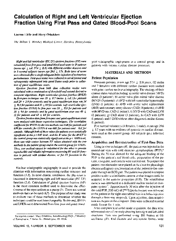 (PDF) Calculation of Right and Left Ventricular Ejection Fraction Using ...