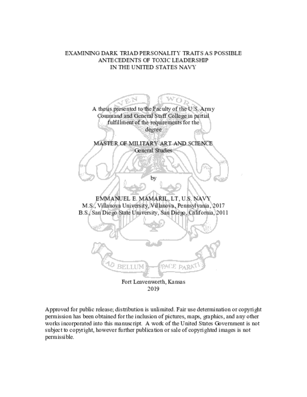 (PDF) Examining Dark Triad Personality Traits as Possible Antecedents ...