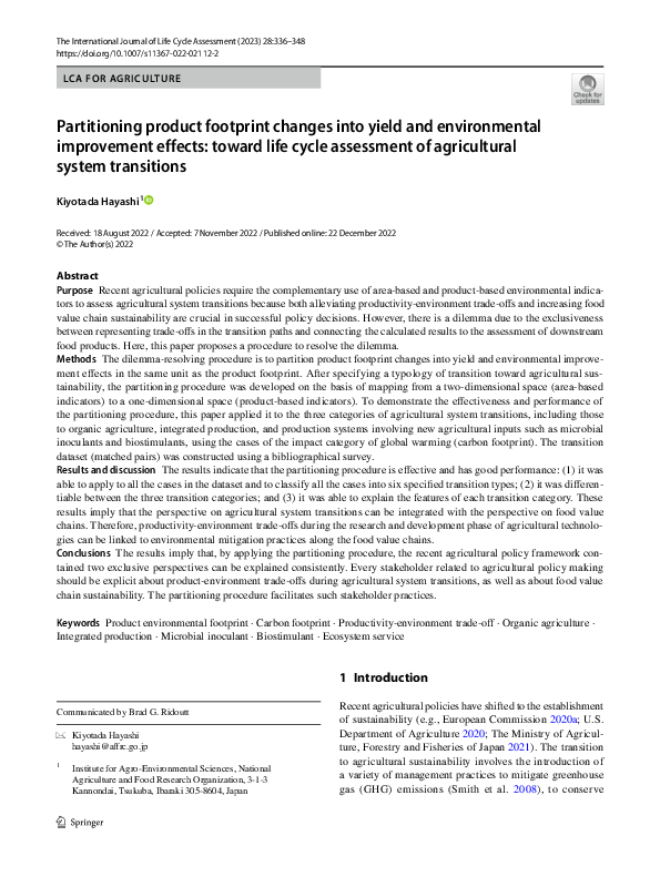 (PDF) Partitioning product footprint changes into yield and ...