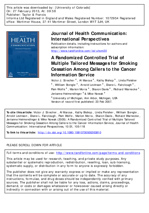 (PDF) A Randomized Controlled Trial of Multiple Tailored Messages for ...