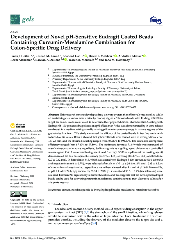 (PDF) Development of Novel pH-Sensitive Eudragit Coated Beads ...
