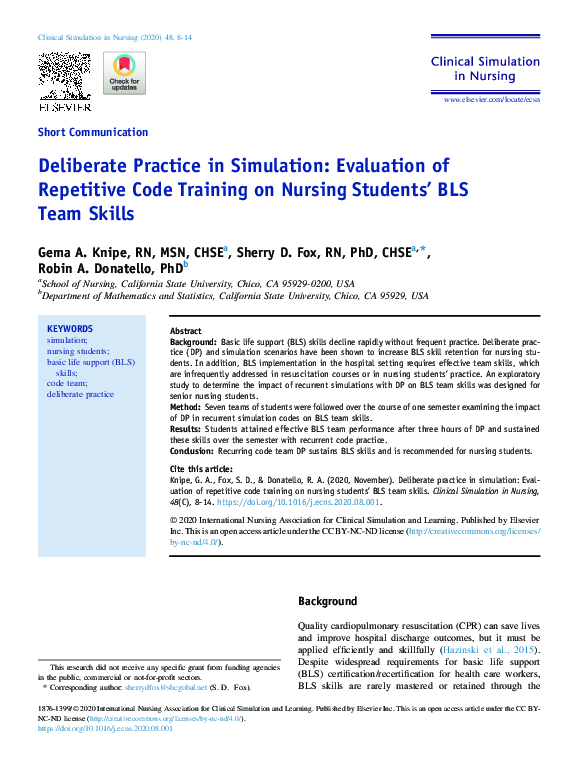 (PDF) Deliberate Practice in Simulation: Evaluation of Repetitive Code ...