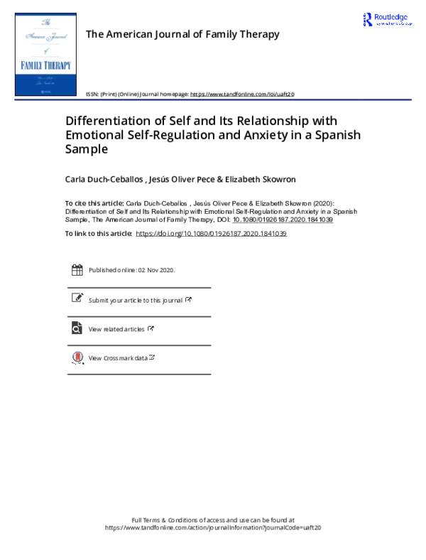 (PDF) Differentiation of Self and Its Relationship With Family ...