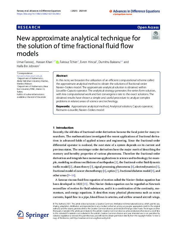 (PDF) New approximate analytical technique for the solution of time ...