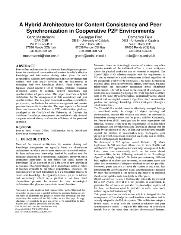 (PDF) A Hybrid Architecture for Content Consistency and Peer ...