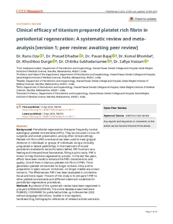 (PDF) Clinical efficacy of titanium prepared platelet rich fibrin in ...