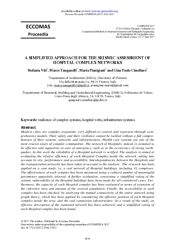 (PDF) A Simplified Approach for the Seismic Assessment of Hospital ...