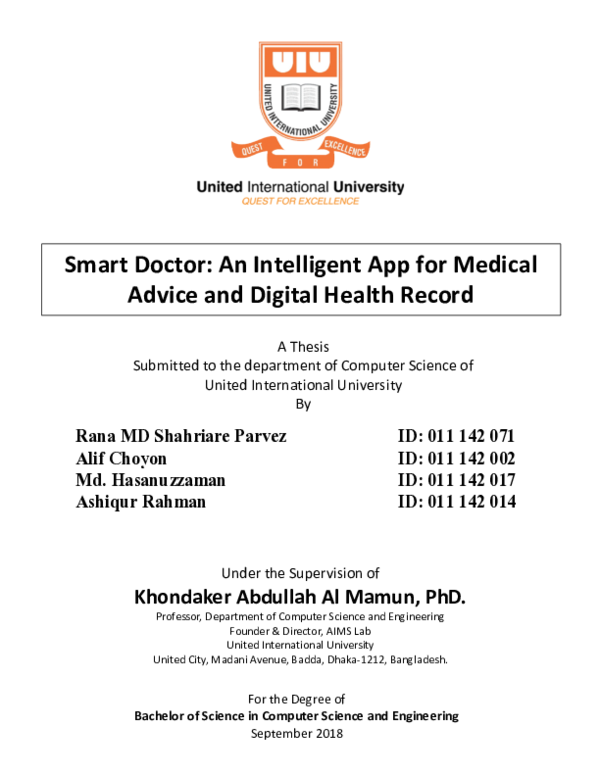 (PDF) Smart Doctor: An Intelligent App for Medical Advice and Digital ...