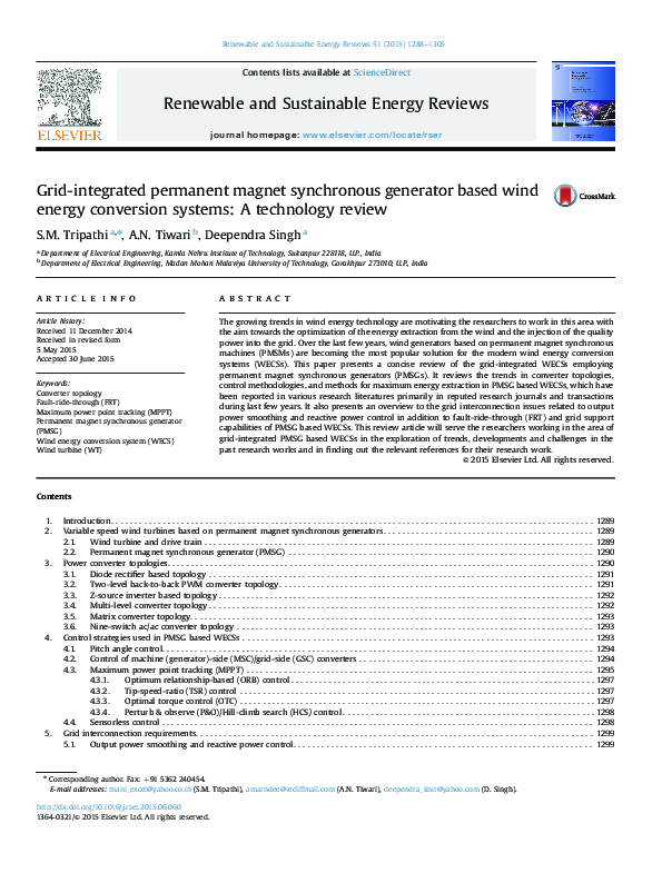 (PDF) Grid-integrated permanent magnet synchronous generator based wind ...