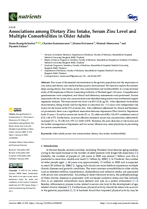(PDF) Association between Dietary Zinc Intake, Serum Zinc Level and ...