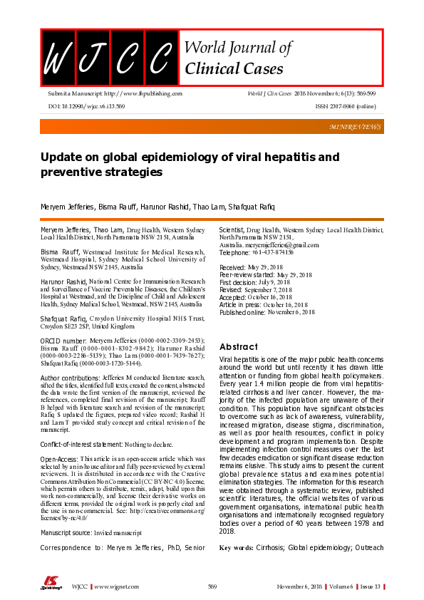 (PDF) Update on global epidemiology of viral hepatitis and preventive ...