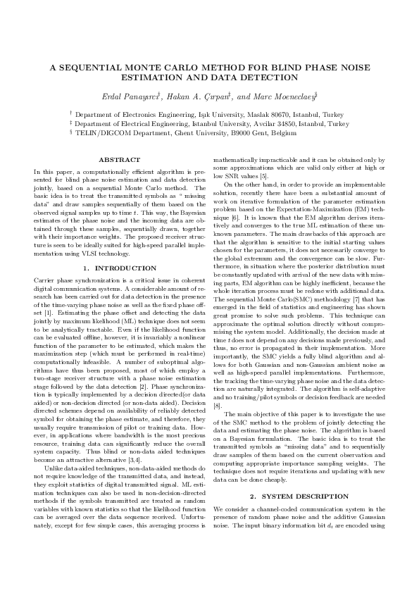 (PDF) A sequential Monte Carlo method for blind phase noise estimation ...