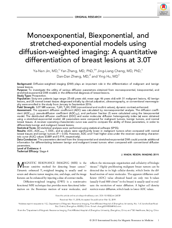 (PDF) Monoexponential, biexponential, and stretched exponential ...