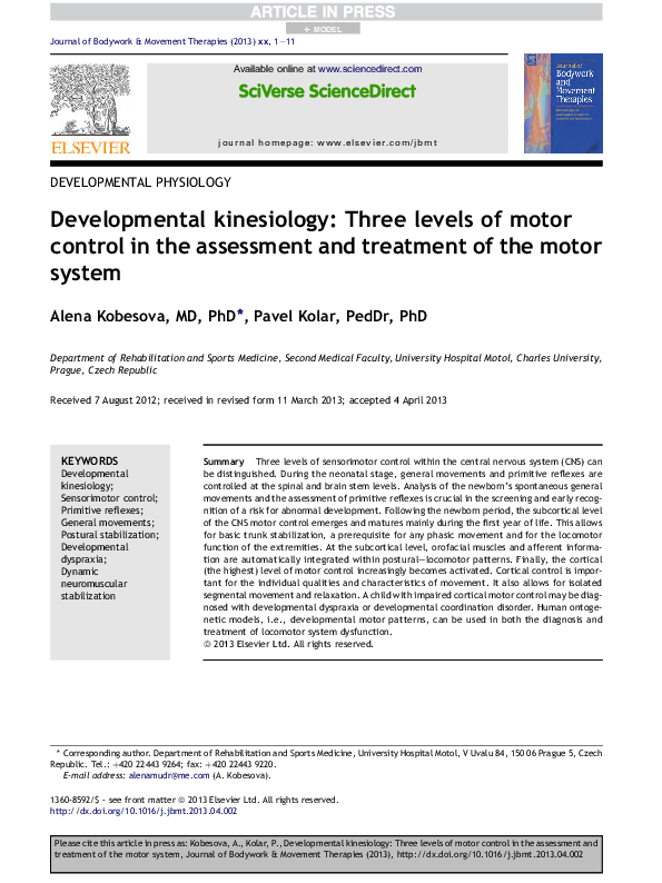 (PDF) Developmental kinesiology: Three levels of motor control in the ...