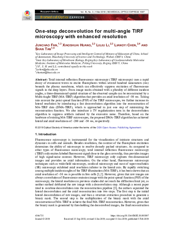 (PDF) One-step deconvolution for multi-angle TIRF microscopy with ...