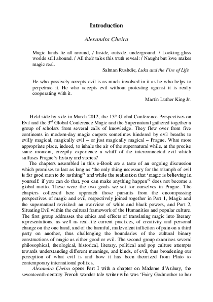 (PDF) Introduction to (Re)Presenting Magic, (Un)Doing Evil: Of Human ...