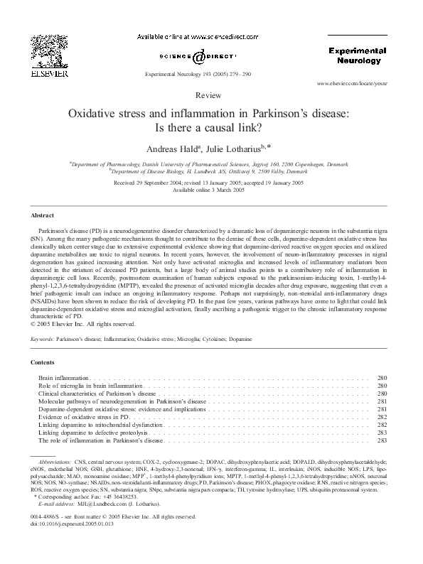 (PDF) Oxidative stress and inflammation in Parkinson's disease: is ...